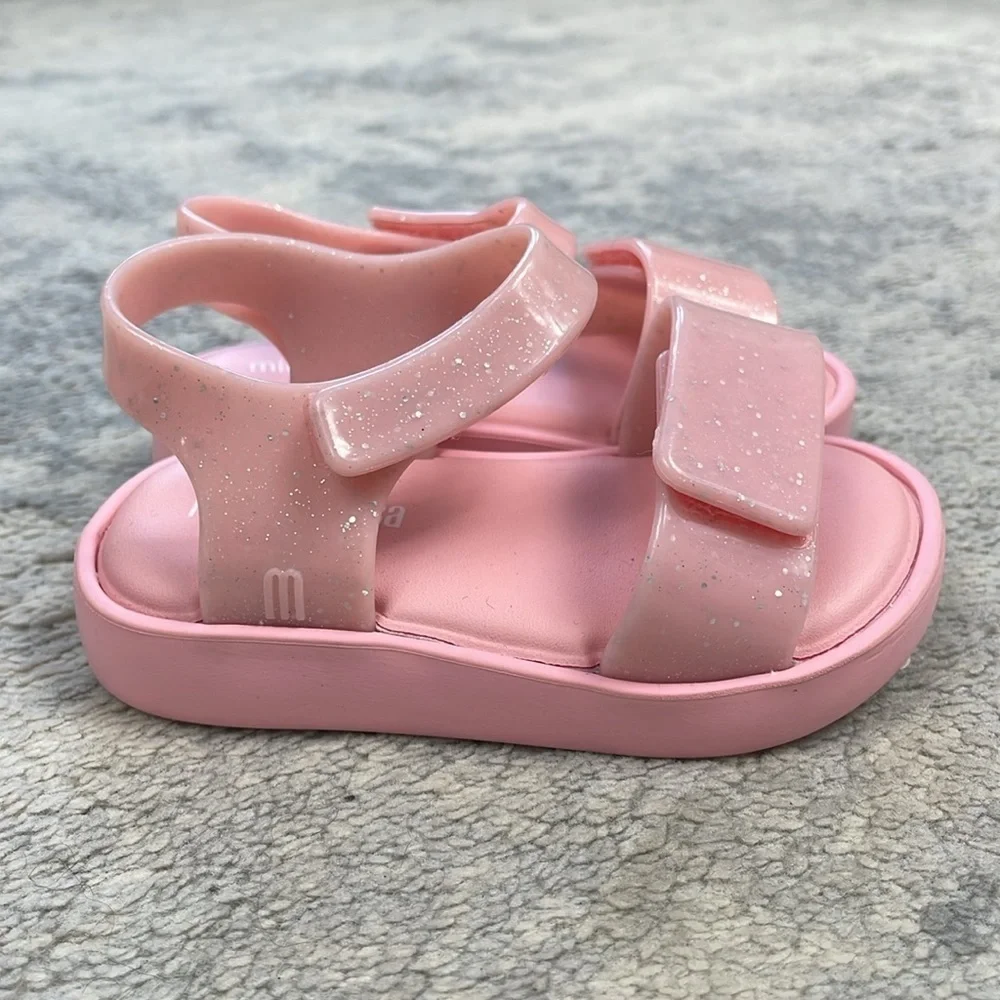 Mini Melissa Jump Sandals Pink Glitter Jelly Shoes Sz 6